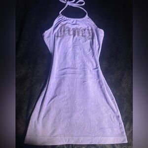 Juicy Couture Lavender Halter Terry Mini Dress with Rhinestone Logo